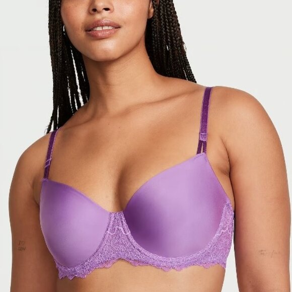 36DDD Victorias Secret Dream Angels Push Up Without Padding Bra Purple Smooth - Picture 1 of 9